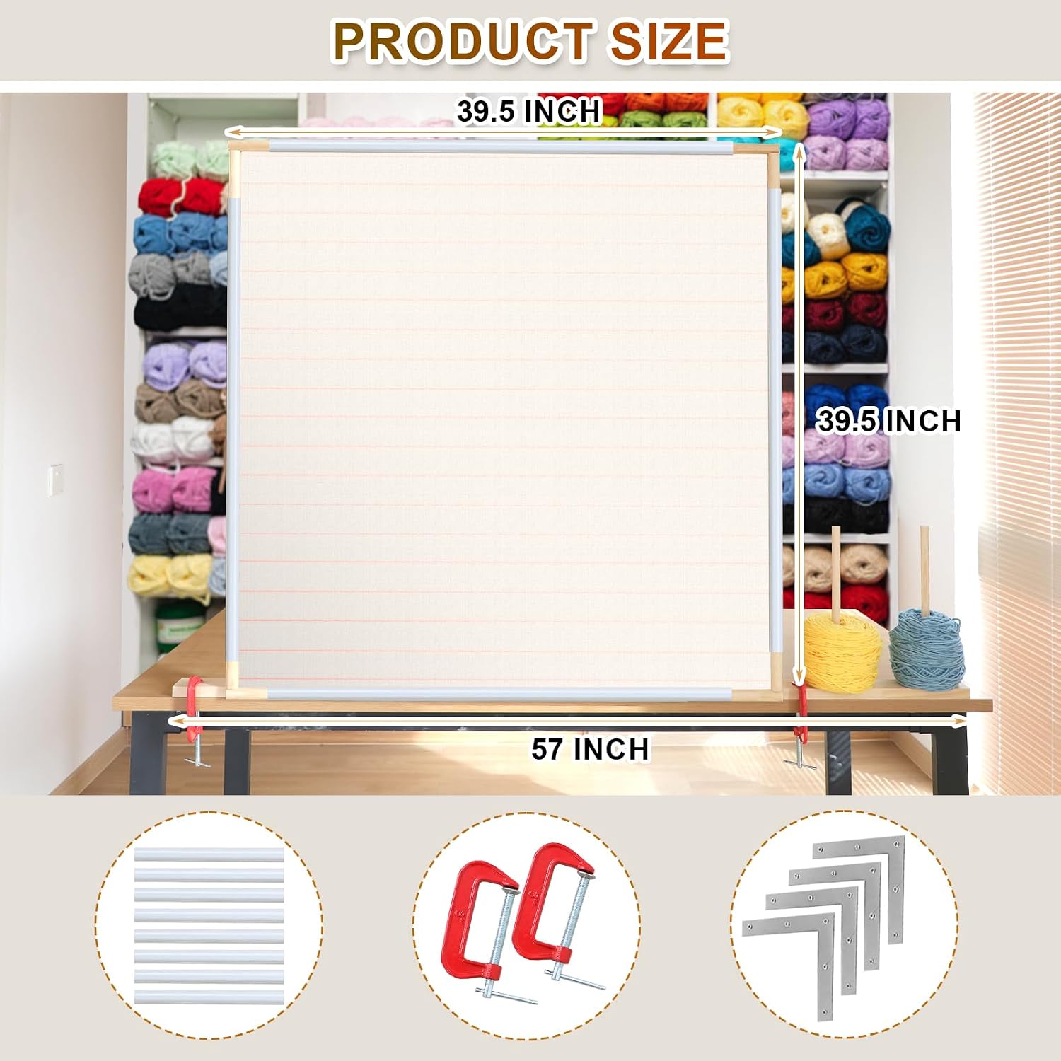 Kerty 39.5" Tufting Frame, Wooden Tufting Frame for Rug Making, A Safer Tufting Cloth Stand Using Plastic U-Shaped Channels Instead of Nails