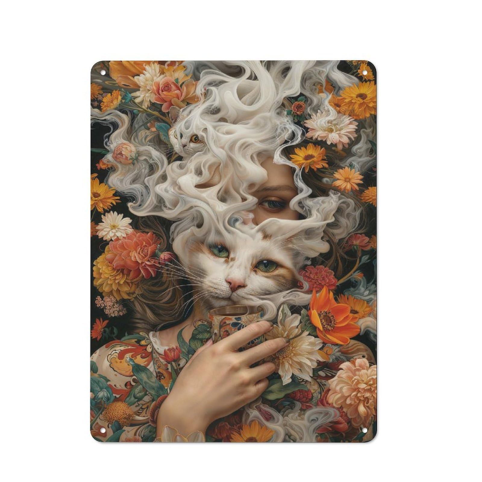 Junmoney Style-9 Mystic Whiskers Retro Tin Wall Plaque 40X30cm For Guest Room Or Hallway, For Vintage Wall Decor Fans, For Themed Room Decoration