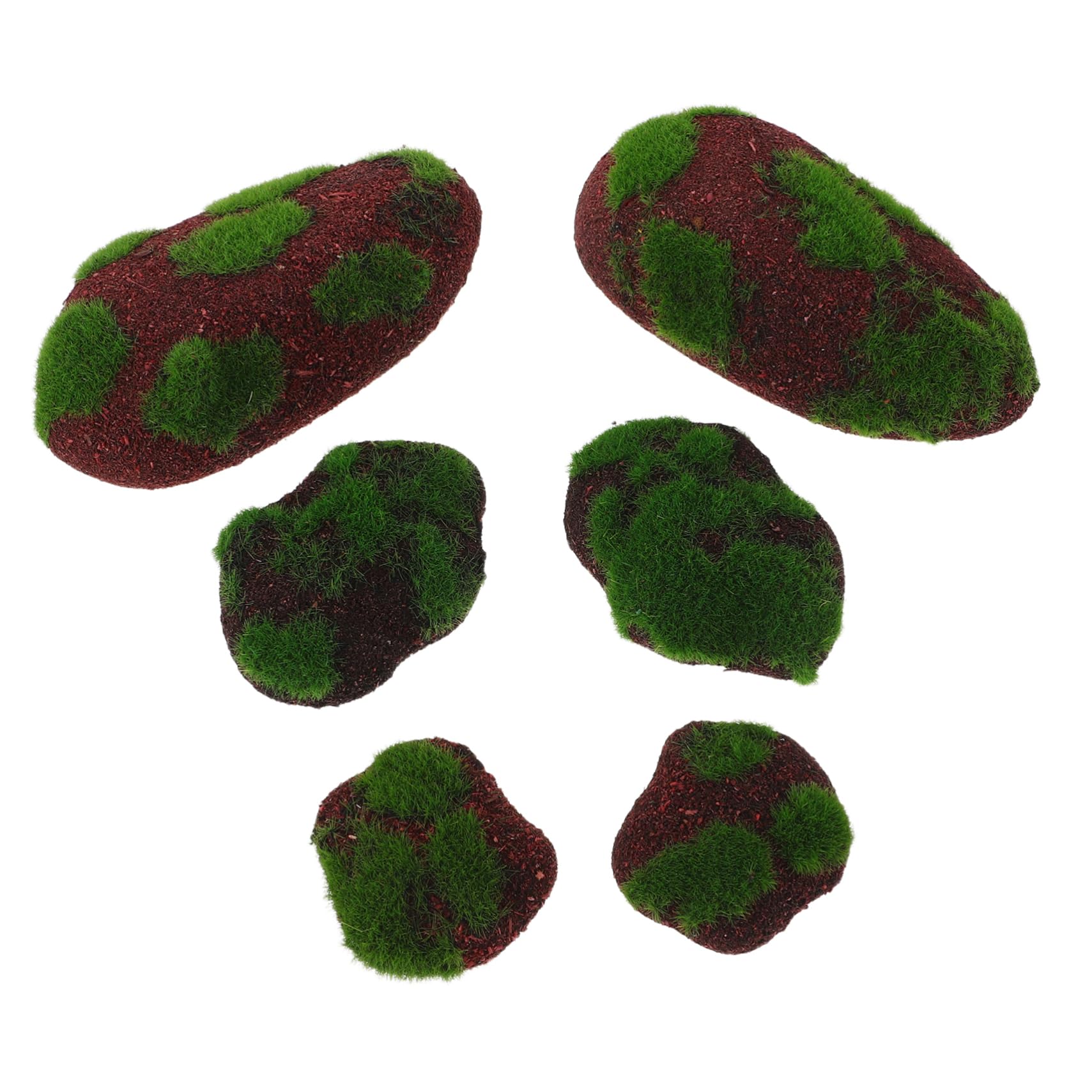 BESPORTBLE 6Pcs Artificial Moss Rocks for Fish Tank Decor Realistic Faux Stones for Aquarium Decoration Lightweight and Portable for Crafting and Home Decor