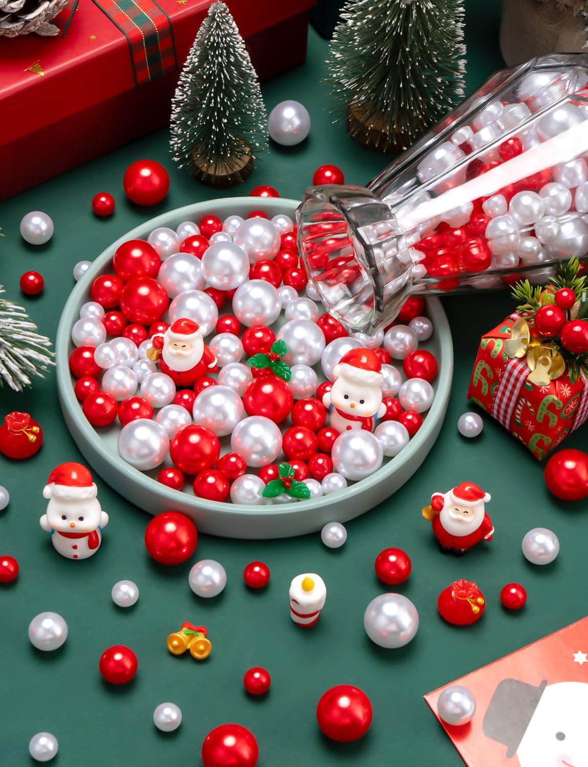 100Pcs Christmas Vase Filler, Red and White Floating Vase Fillers for Table Centerpieces Decorations image 3