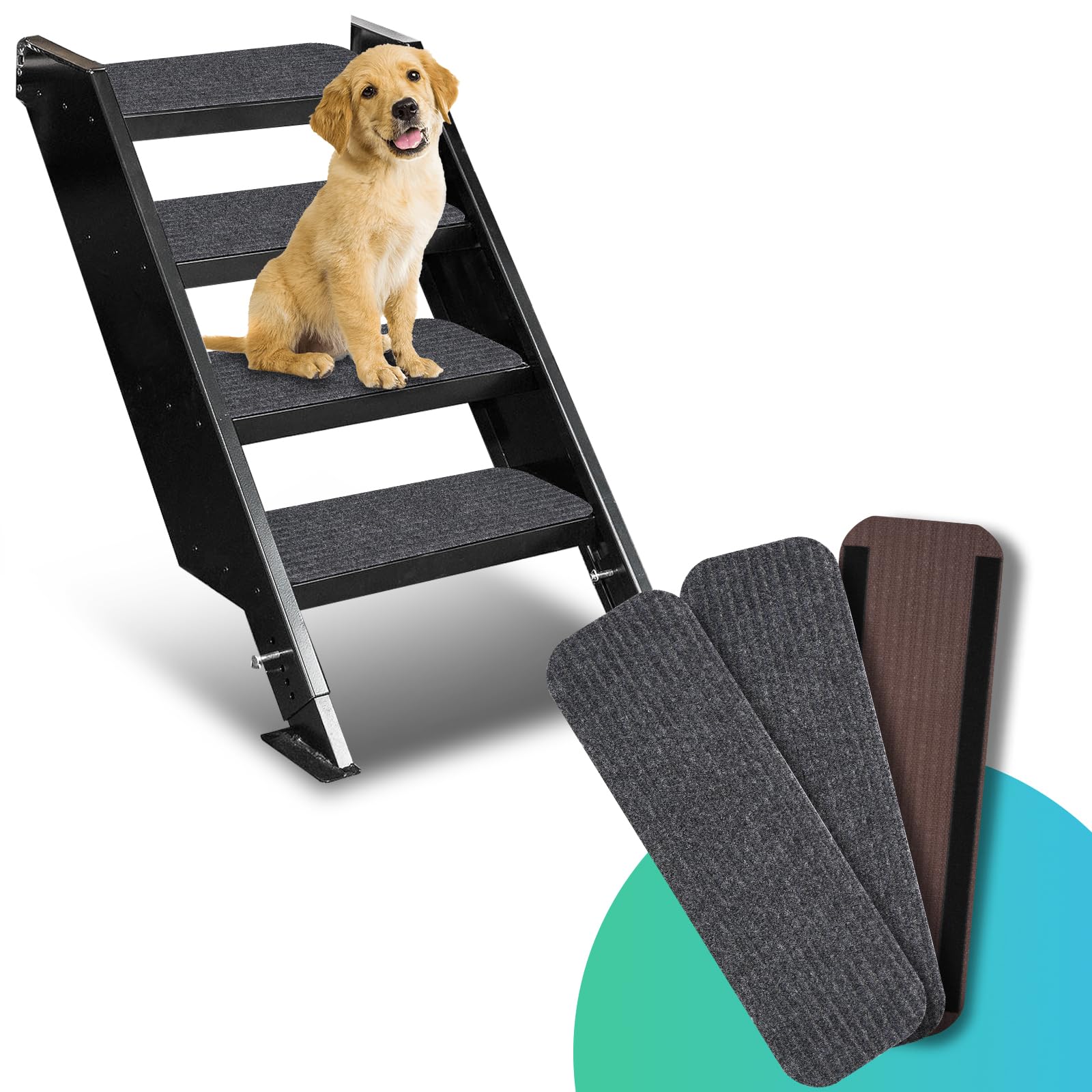 RV Step Covers Rug 3 Pack Stair Covers Carpets for Mobile Home, Camper, 24 inch Wide (24" *7.5", Black)