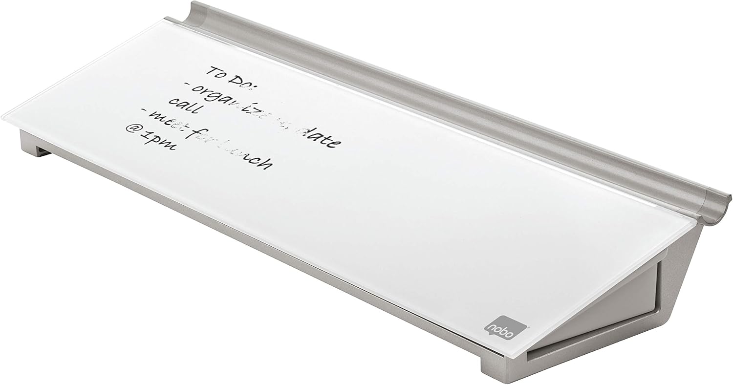 Nobo Glass Dry Wipe Desktop Whiteboard Pad, 45.8 x 6 x 14 cm, Brilliant White, 1905174