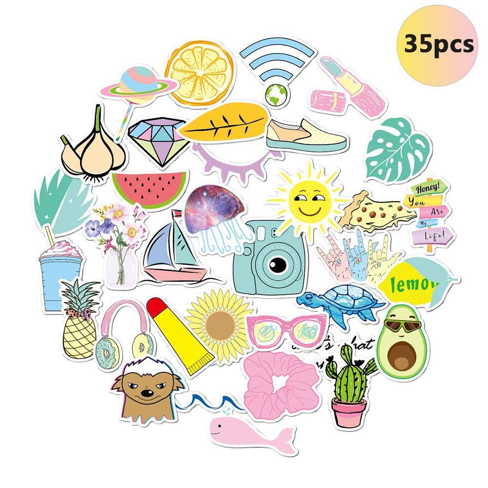 Cute VSCO Stickers for Water Bottles,Waterproof,Aesthetic,Trendy Stickers for Teens,Girls,Perfect for Laptop,Hydroflask,Phone,Car,Waterbottle,Travel - Extra Durable 100% Vinyl (vsco stickers-35pcs)