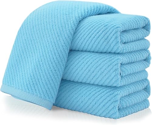 VOOVA & MOVAS Paños de lavado de 13 x 13 pulgadas, 100% algodón, de secado rápido, suaves, gruesos, juego de 4, paños de baño para baño, artículos