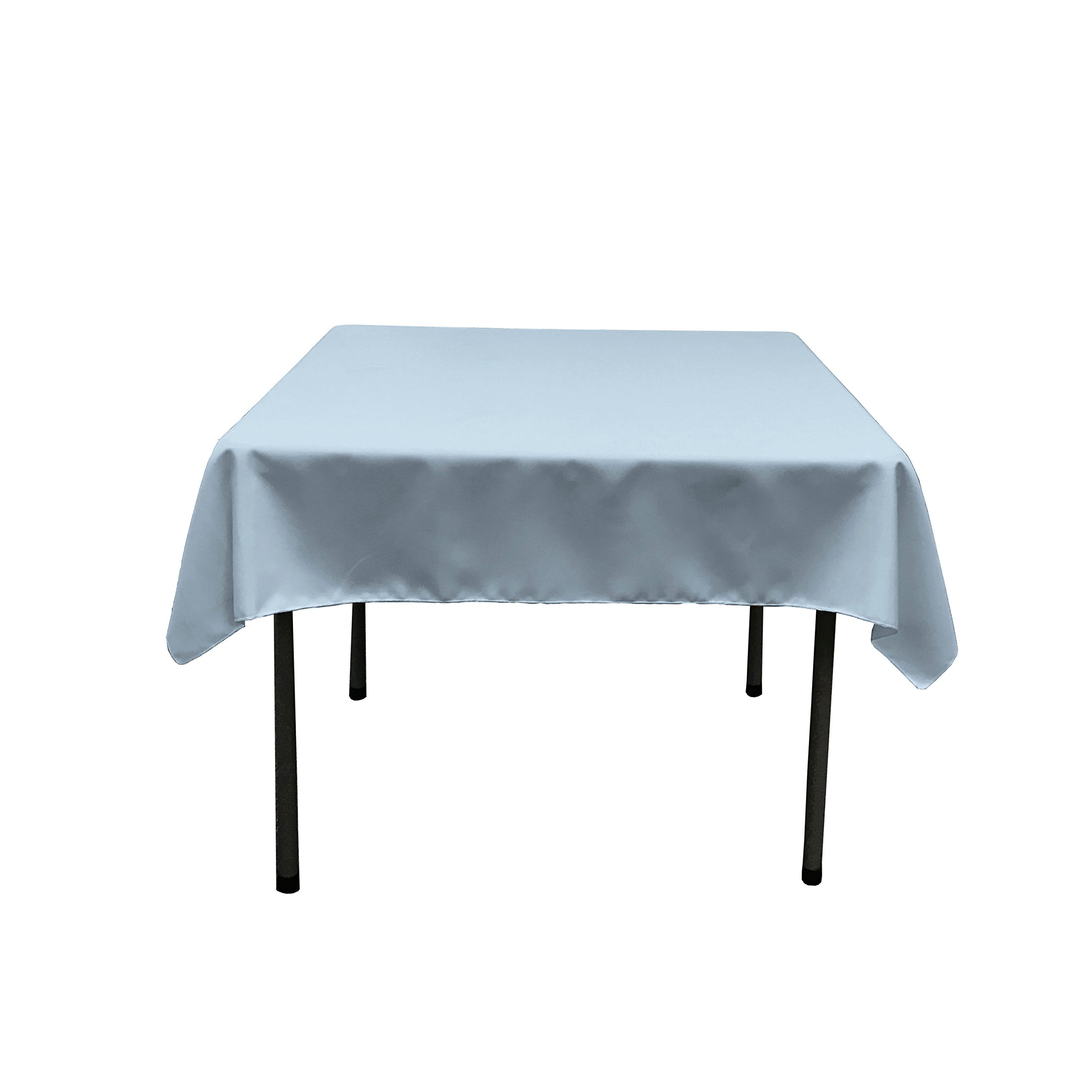 LA Linen Polyester Poplin Square Tablecloth, 52 by 52-Inch, Light Blue, 132 x 132 x 0.04 cm