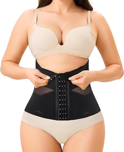 KUMAYES Waist Trainer Corset Cincher for Women Shapewear Body Shaper Black