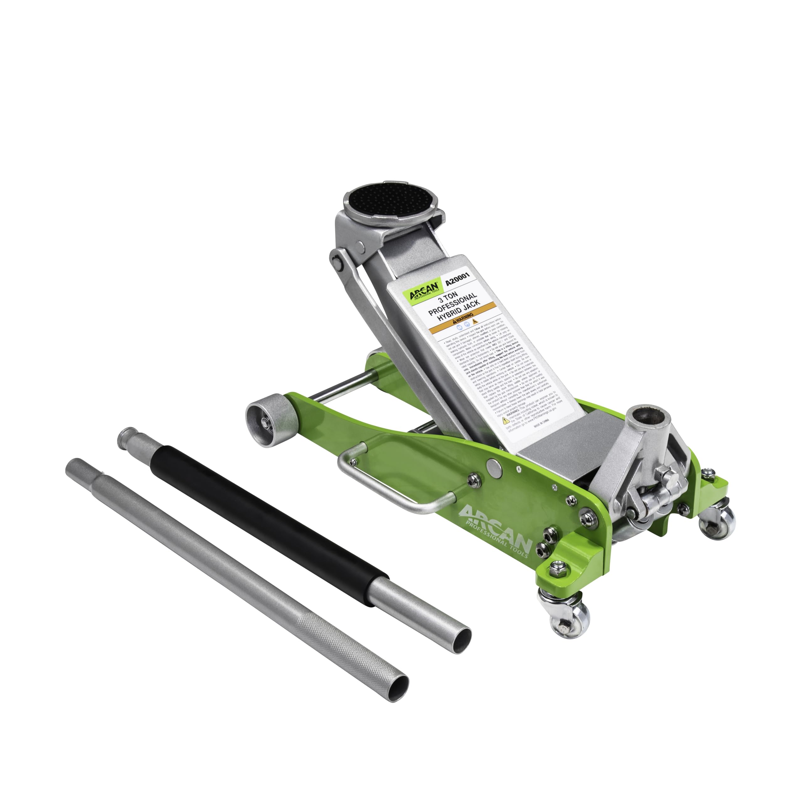 ARCAN 3-Ton Hybrid Aluminum and Steel Low Profile Floor Jack with Dual Pump Pistons, Reinforced Lift Arm, Rubber Saddle Protection, and Side Carry Handle, Model A20004