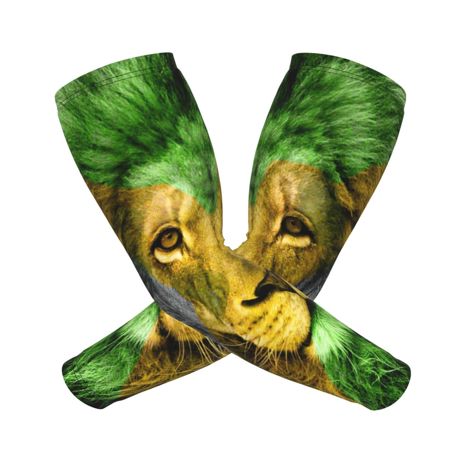 AYUNIX Arm Sleeves for Men Women Jamaican Flag Lion UV Sun Protection Cooling Arm Sleeves Arm Cover Sleeves for Outdoor Protective Sports Running Golf Cycling Driving Fishing