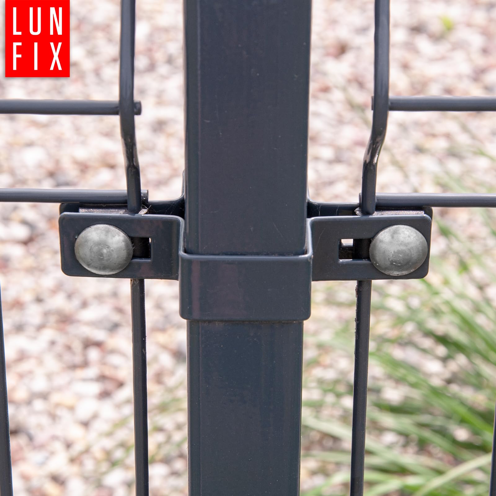Collier De Serrage Central Rectangulaire 80x80mm Anthracite | Poteaux Clôture, Fixation Grillage Rigide, Entretoise Avec Bride De Fixation, Pour Tube Acier Et Poteaux De Clôture
