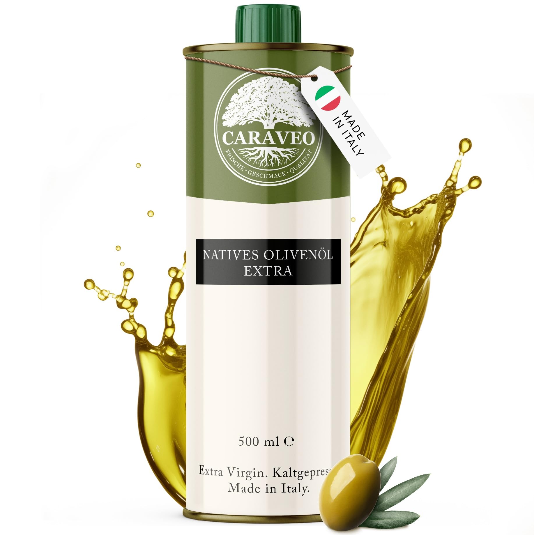 Italienisches Olivenöl Nativ Extra – Kaltgepresst & Vergine, 100 % Pures Olivenöl aus Italien (500ml)