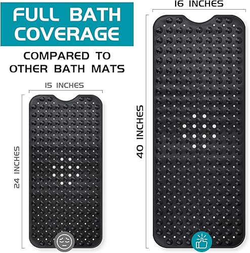 Miniatura 4 de Reetual Alfombra de baño antideslizante para baño. Alfombra de baño colorida única. Alfombra de baño extra larga de 40 x 16 pulgadas para bañera con