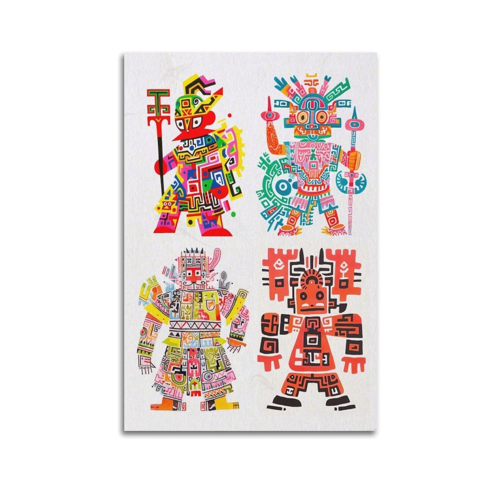 XKUGA Abstract Poster Spiritual Sacred Maya Aztec Spirit Totem Modern Decorative Canvas Prints - Ideal Wall Art for Family, Man Cave, Game Room, Boys & Girls Bedroom 20x30inch(50x75cm)
