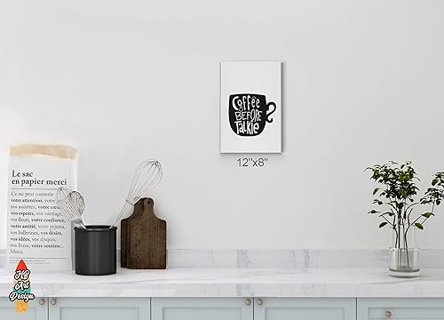 Miniatura 2 de HB Art Design Coffee Before Talkie Black and White Mug Canvas Print Wall Art Coffee Bar Decor Coffee Signs Kitchen Wall Decor Dining Room Restaurant