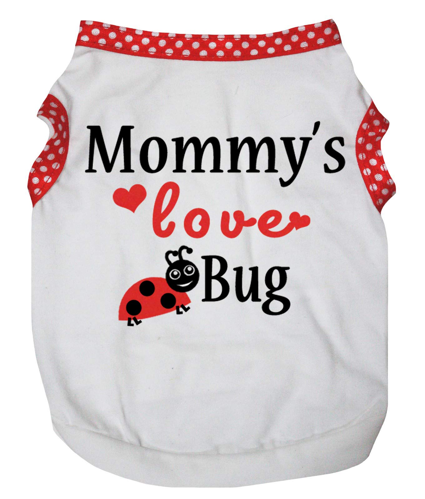 Petitebella Mommy's Love Bug White Puppy Dog Shirt (Polka Dots Hemmed, Medium)