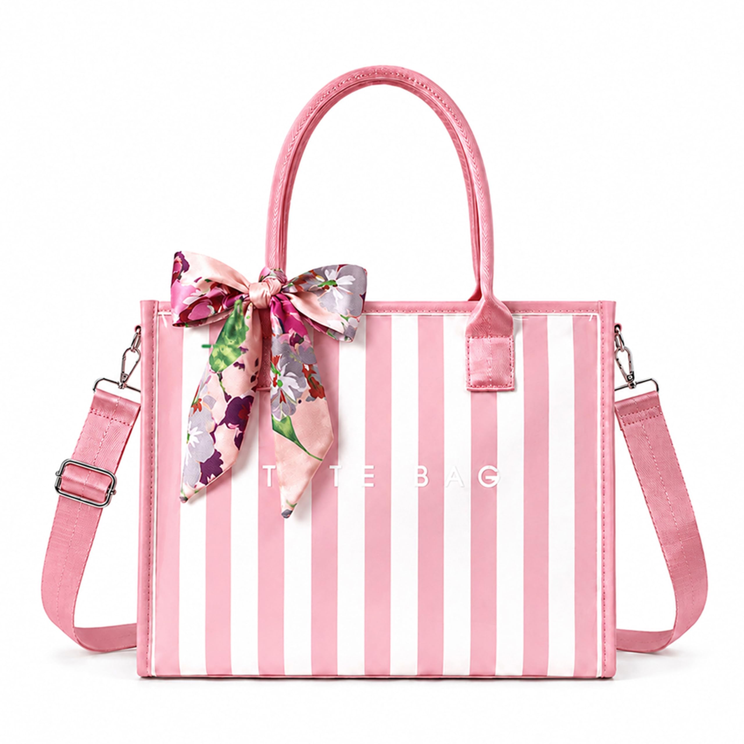 GISMTR Women's PVC Letter Print Tote Bag, Purse with Shoulder Strap