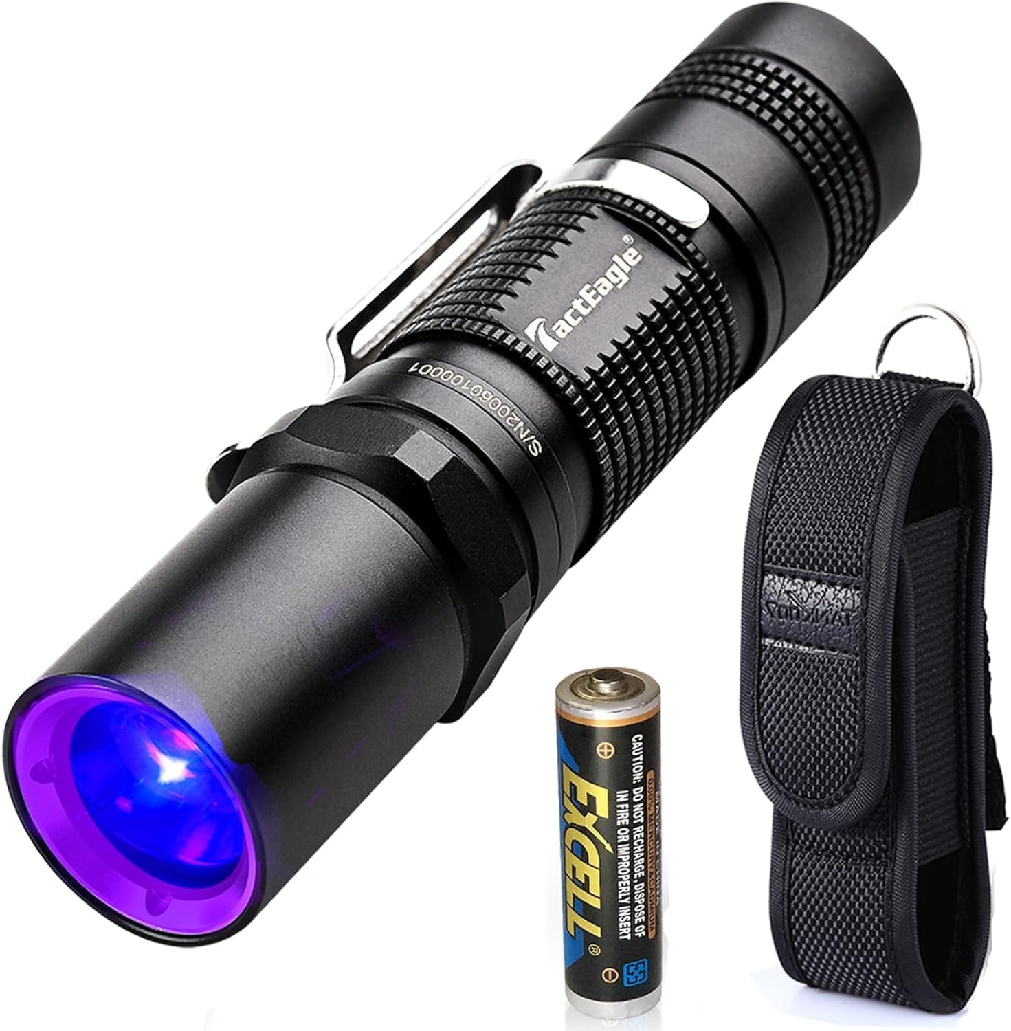 UV Flashlight, 365nm Black Light Flashlight Mini, Powerful UV Light for Pet Urine Detection, Resin Curing, Rock, Blood Tracking, A/CLeak