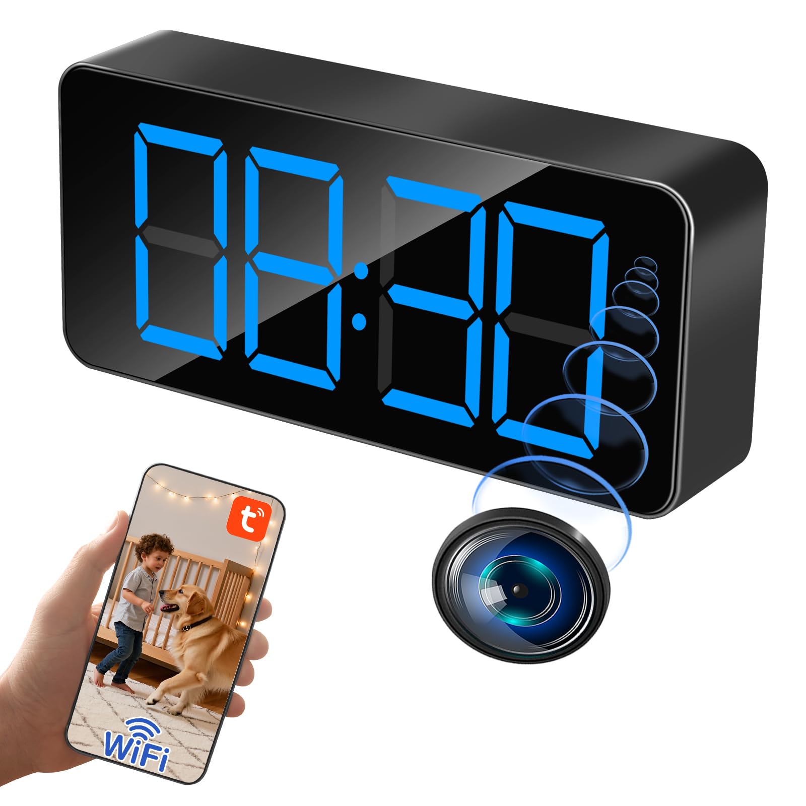 LXMIMI WiFi Cámara Espía, 2.4G/5Ghz WiFi Oculto Reloj Cámara HD 1080P Mini WiFicámara Espía con Detección de Movimiento y Visión Nocturna, Visión Remota