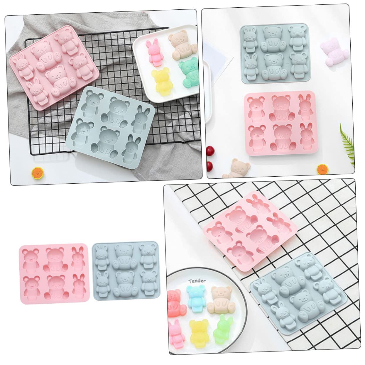 UPKOCH 3er-set Süße Bären-kuchenform Silikon-schokoladenformen Backform-set Sicher Für Jungen Und Mädchen Ideal Für Partys Und Als 2 Stück X 3