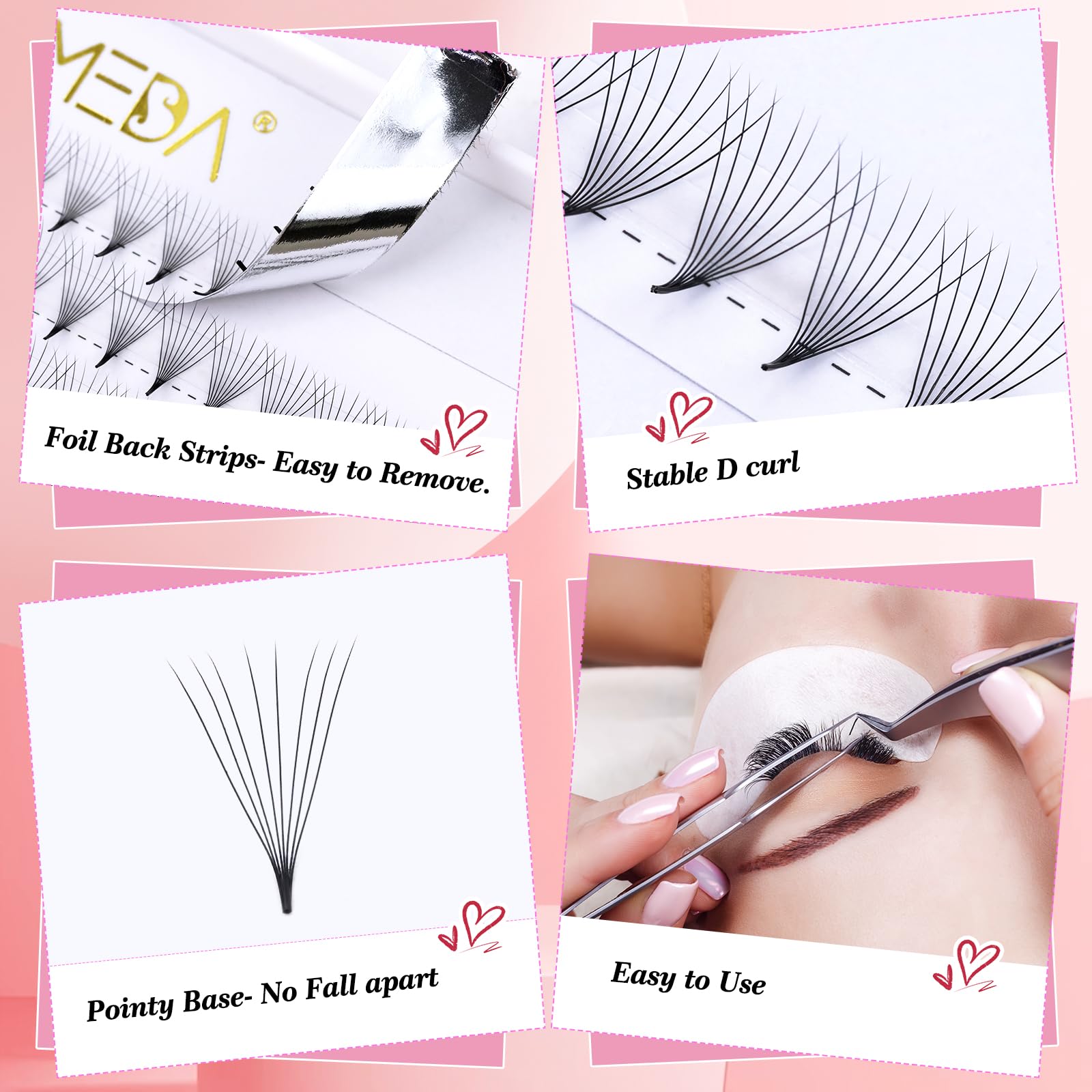 EMEDA Premade Volume Fan 8D Extension ciglia 9 linee D Ciglia arricciate Volume ciglia 0.07mm 9mm-14mm Mix Length Extension ciglia voluminose pre-confezionate Ciglia a grappolo 8D (8D D 0.07 Mix)