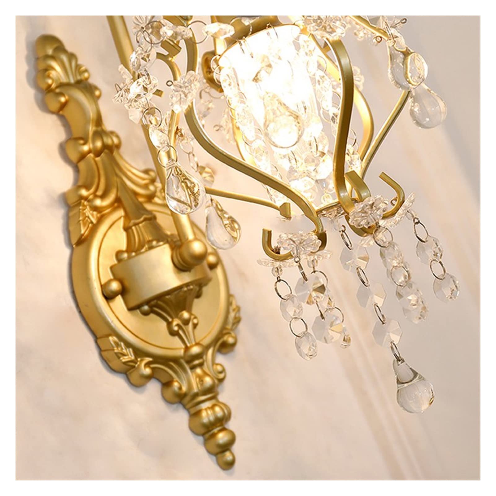 VDOQTLJT Wall lamp Copper Lamp Bedroom Bedside Double Head Staircase Aisle Lights American Living Room Decorations Background Light Sconce(A1light,CoolWhite)