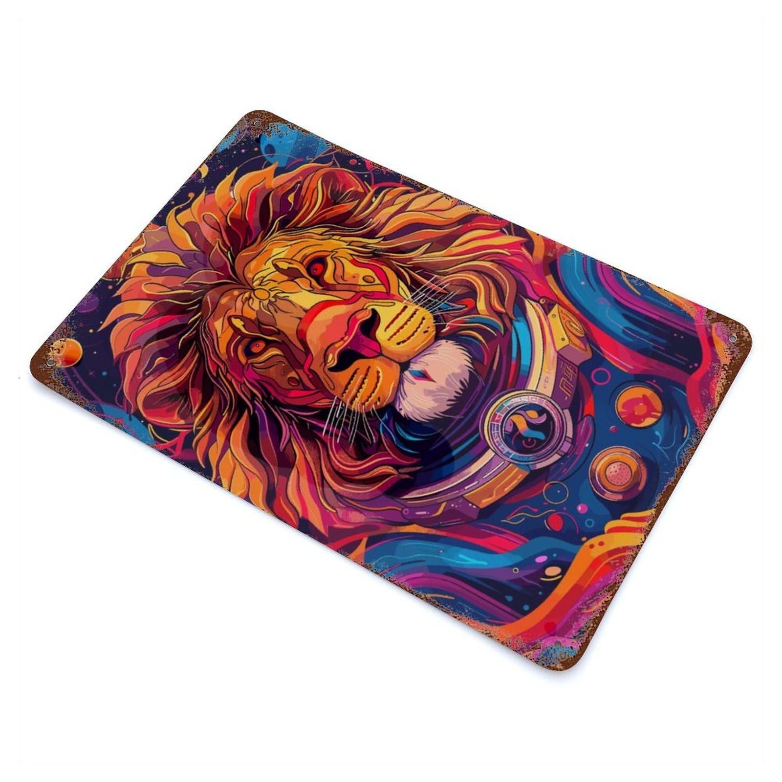 Astronaut Space Lion Rusty Metal Tin Sign 11.8"x7.9", for Shed, Workshop And Garage Wall Decor, Shabby Chic Decor