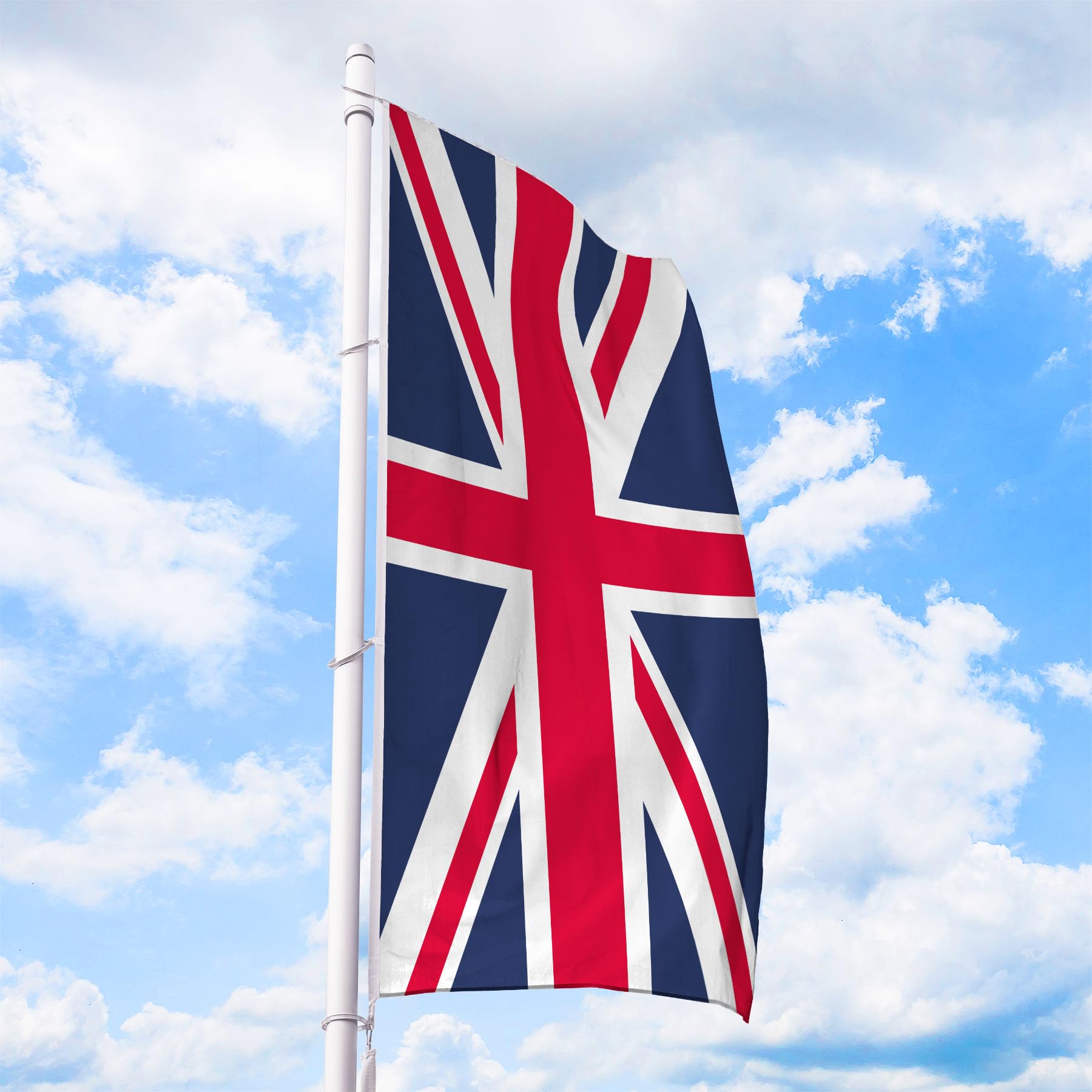 Großbritannien Flagge 150 x 500 cm - für Fahnenmast, Großbritannienfahne aus reißfestem Fahnen-Polyester-Stoff, Hissfahne Hochformat wetterfest und UV-beständig