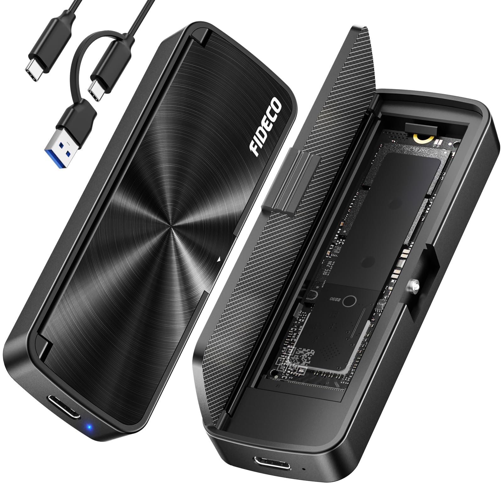 FIDECO M.2 NVMe SSD Gehäuse, USB 3.2 Gen 2 10Gbps NVMe USB Adapter, Werkzeuglose Installation, Unterstützt UASP & Trim, Nicht kompatibel mit M.2 SATA SSD