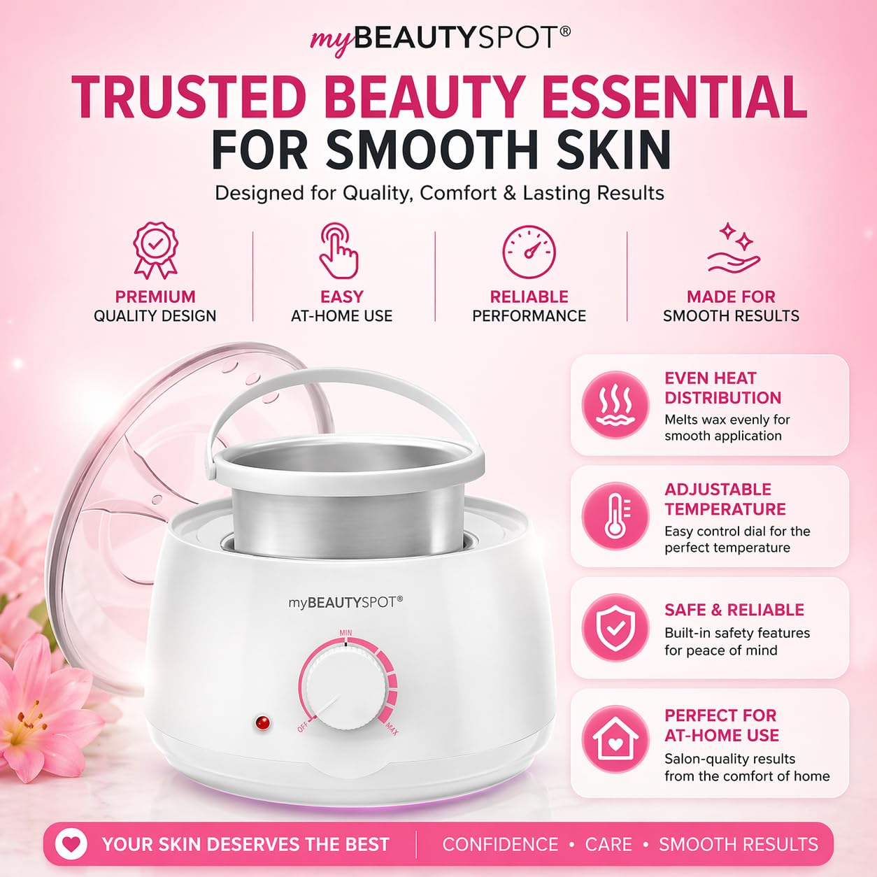My Beauty Spot Wachswärmer für Haarentfernung Kit - Elektrische Wachsmaschine für Frauen zu Hause - Ganzkörper-Bikini Brazilian - Inklusive Hartwachsperlen & Applikatorstäbchen