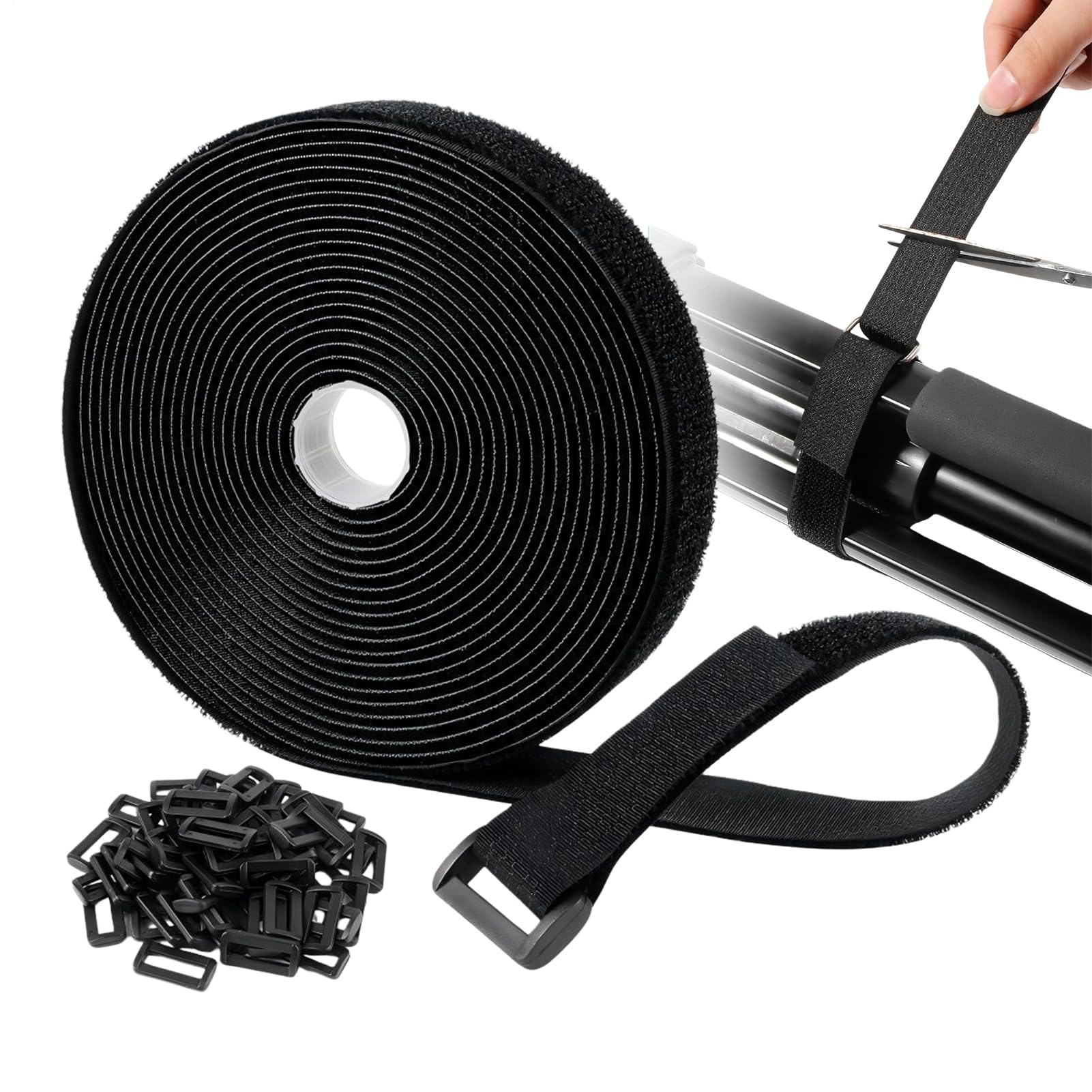 Strong Adhesive Straps, Hook and Loop Roll, Adorable Self Stick Organizer with Heavy Duty Grip, Reusable Cable Tie, Home Storage Tool with Flexible Design, Cord Management for Garage Indoor