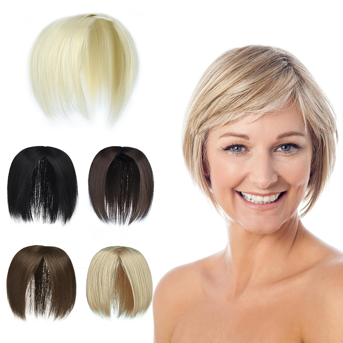 Yamel Hair Toppers for Women Clips in Hair Pieces Synthetic Straight Wiglets Hairpieces for Thinning Hair Natural Blonde