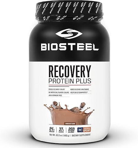 BioSteel Recovery Protein Plus - Suplemento en polvo fórmula alimentada con hierba y sin OMG chocolate 27 porciones