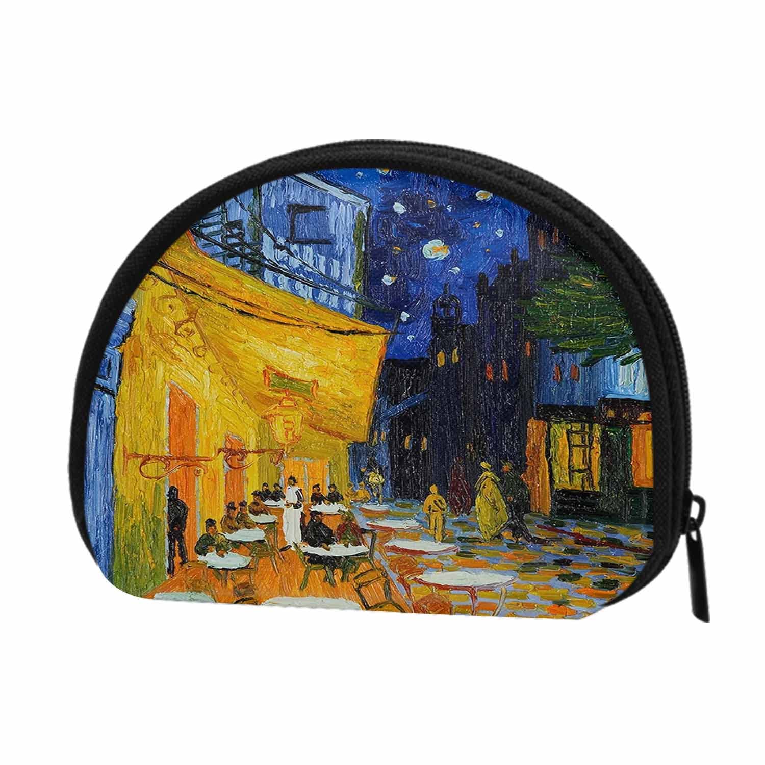 IBILIU Small Coin Purse Cafe Terrace At Night Mini Wallet Coin Pouch Change Purse For Women Men