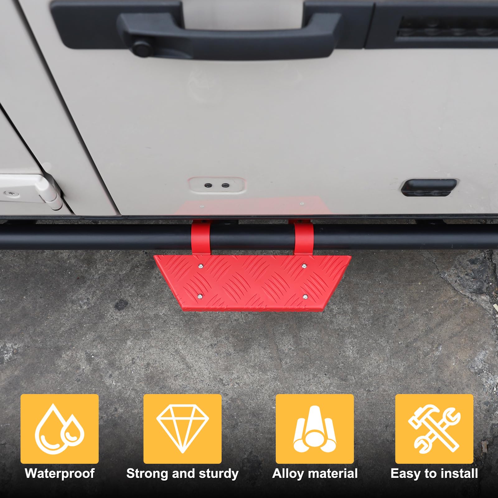 Side Step for INEOS Grenadier 2020-2025 Accessories Door Running Boards Nerf Bars Side Step Foot Pedal Car Body Side Rock Guard Slider Rail Heavy Duty Door Hoop Steps, Carbon Steel (1PC Red)