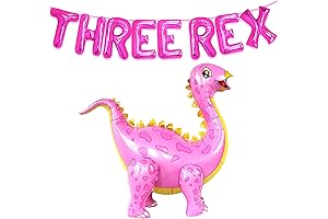 Giant Pink Three Rex Balloons: Roar-some Birthday Party Essential