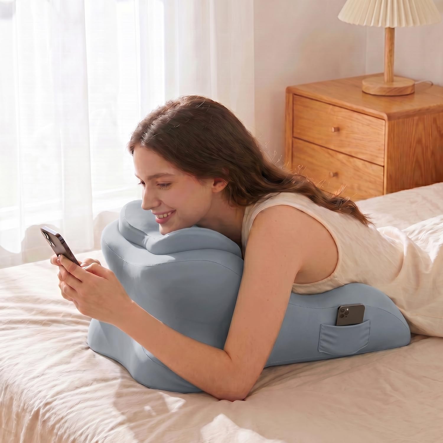 Cuscino per intimità per coppie, cuscino di supporto sagomato in memory foam con cuscino lombare e collo, design ergonomico a basso profilo, per rilassarsi su letto e divano, fodera traspirante e