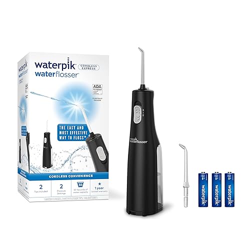 Waterpik - Irrigador inalámbrico, funciona con baterías y es portátil para viajar y estar en casa, Express inalámbrico aceptado por ADA, negro WF-02