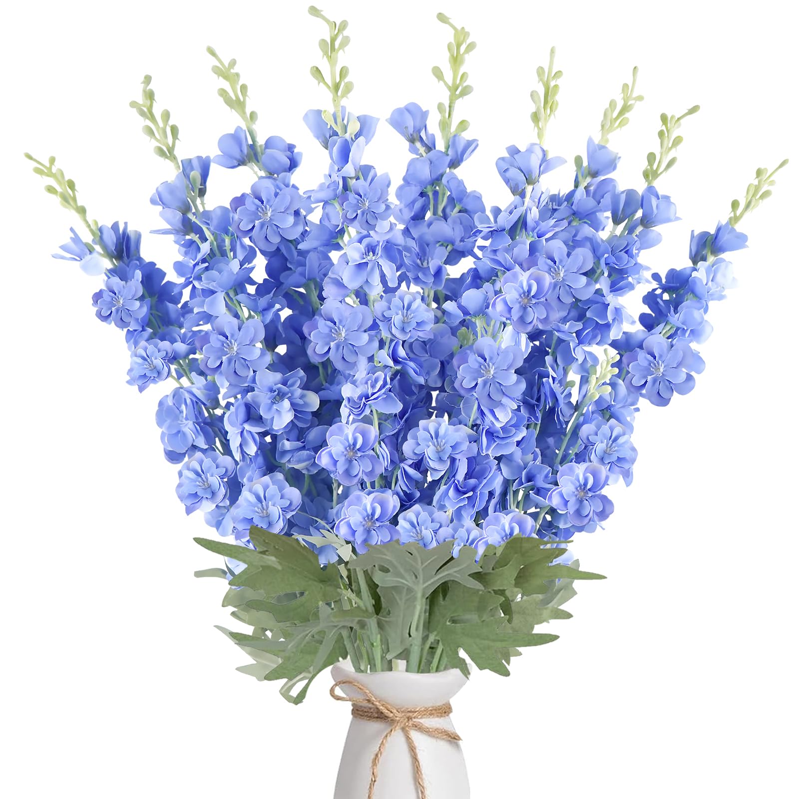 COEWUR 16Pcs Deep Blue Delphinium Artificial Flowers