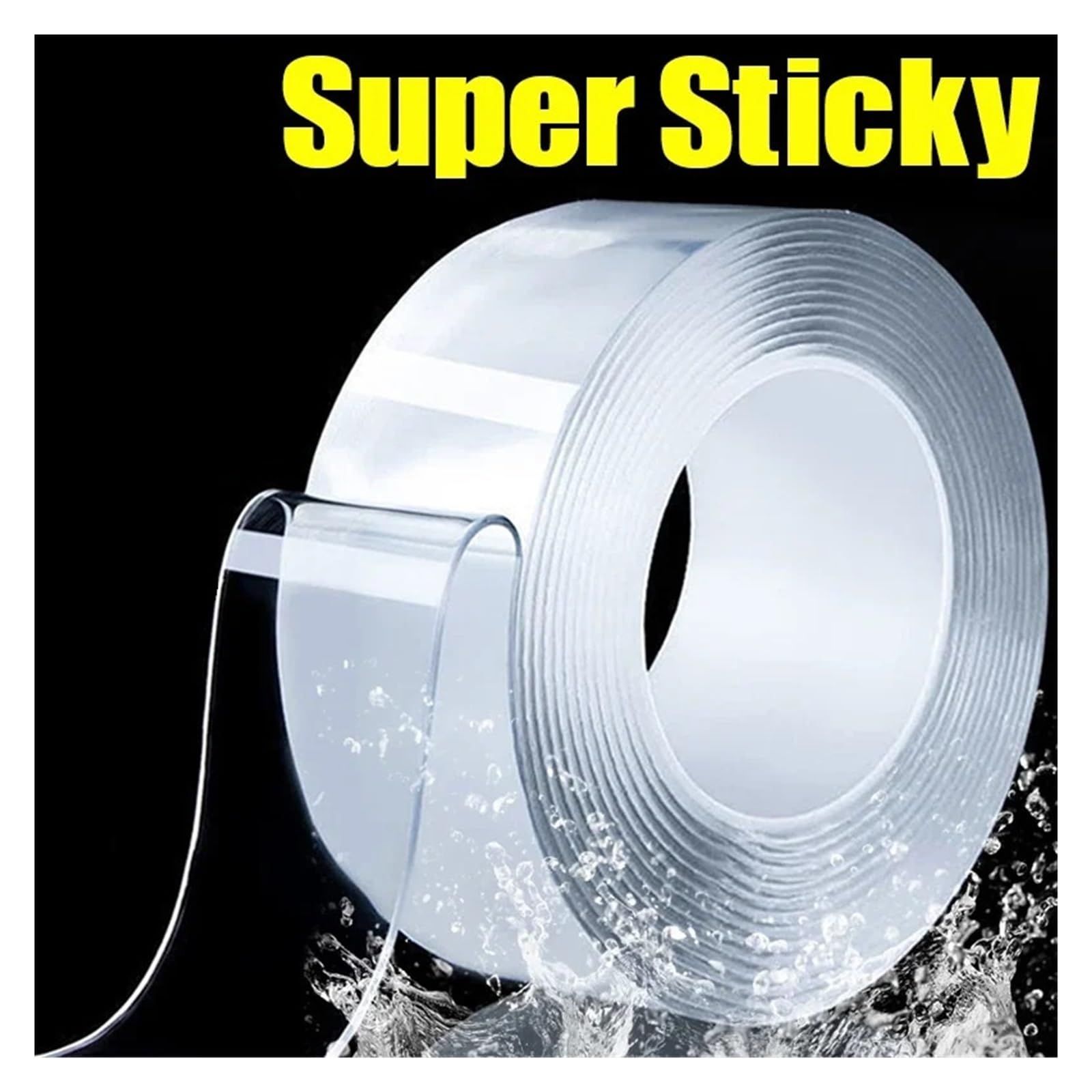 Nastro Biadesivo 1M/3M, Strisce adesive Trasparenti Resistenti, Nastro di Montaggio Impermeabile Riutilizzabile Multiuso e Molto Adesivo(5m)