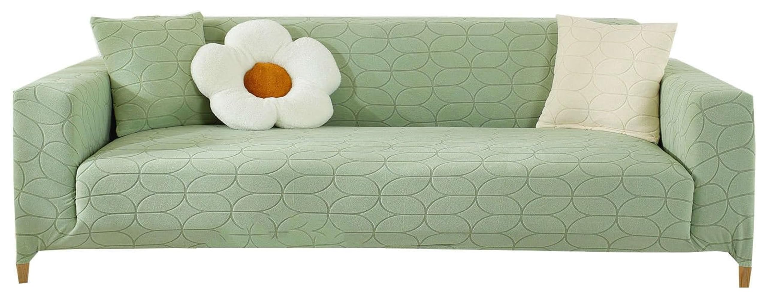 Jcakes Green Sofa Slipcovers 1-Piece Jacquard Couch Cover,Stretch Sofa Slipcover Universal Non-Slip Thicken Antiscratch Furniture Protector Home Décor (Color : Size : 4 Seater)