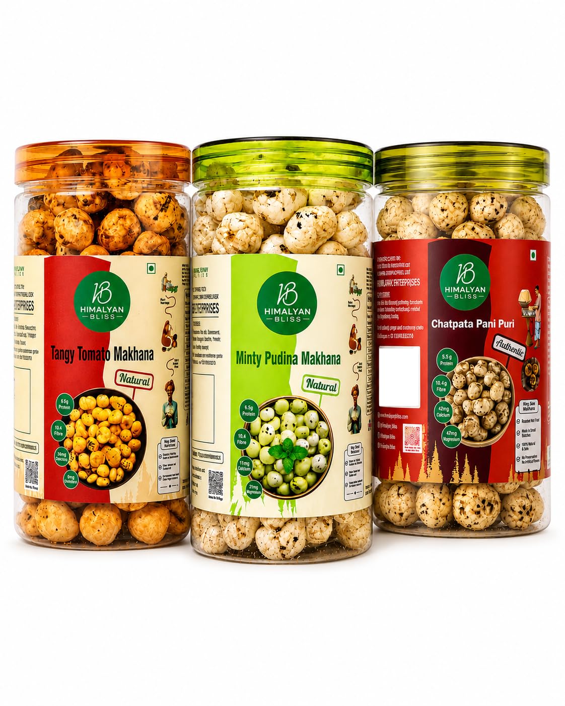 Himalyan Bliss Flavoured Roasted Makhana | 210 Gram, (pack of 3, 70g each) | healthy Snacks Masti Combo Pack, Tangy Tomato, Minty Pudina & Chatpata Pani Puri, puffed Roasted Protein-Rich Gluten-Free-image-30