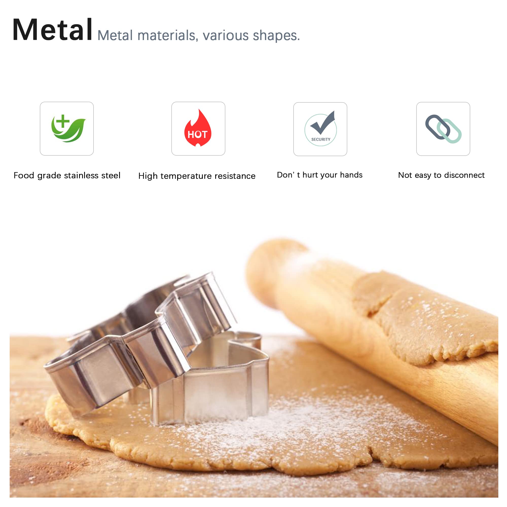 Cortadores de galletas de Navidad, 10 cortadores de galletas de metal grandes, con forma de hombre de jengibre, copo de nieve, muñeco de nieve, árbol de Navidad, campana, reno y más para vacaciones,