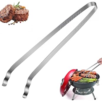 SelfTek Barbecue Tongs Stainless Steel Long   40 cm BBQ Tongs for Electric Charcoal or Gas Grills as Barbecue Tongs Meat Tongs Sausage Tongs Steak Tongs Dishwasher Safe