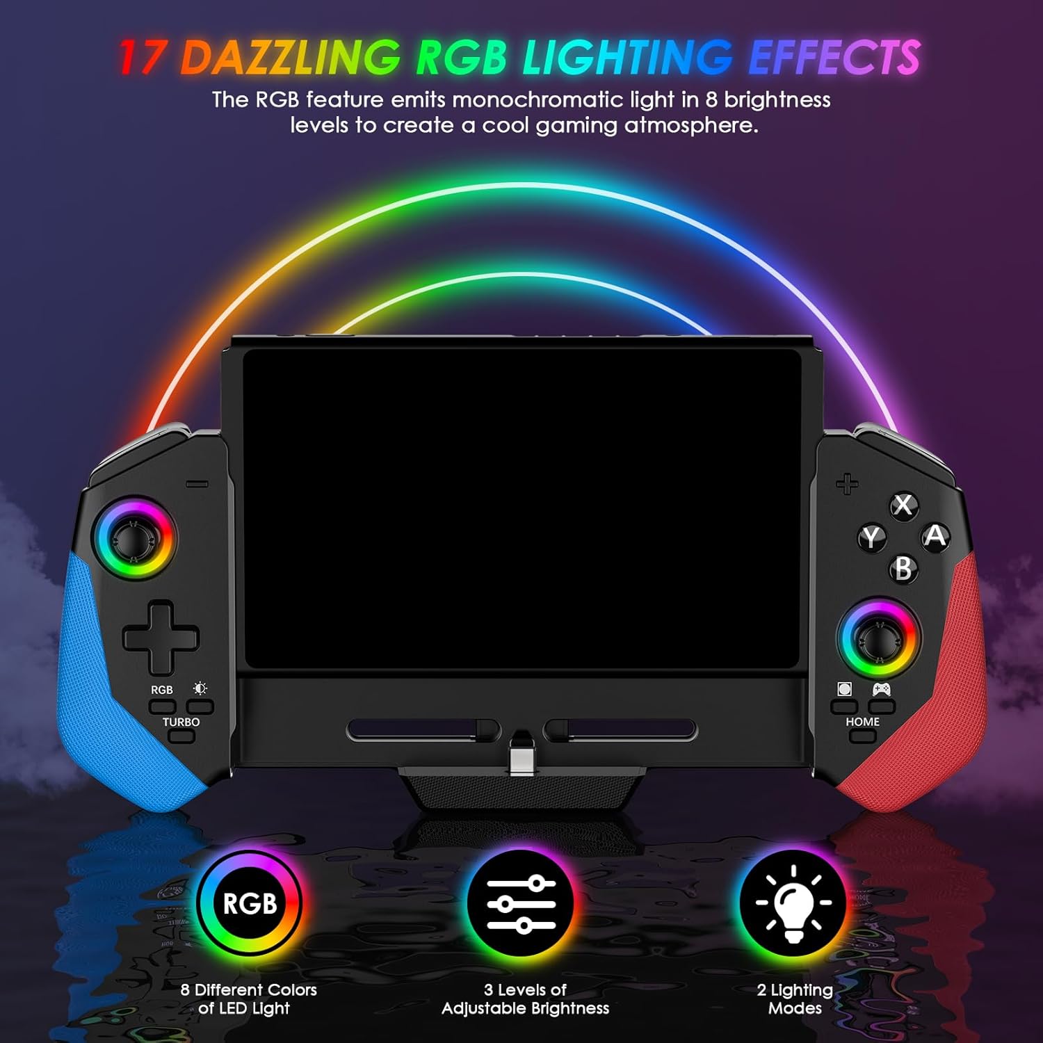 Switch Controllers for Nintendo Switch/OLED Controller, Upgrade Hall Effect Joystick Switch Pro Controller, One-Piece Switch Joypad for Handheld Mode with RGB Light - imagen 5
