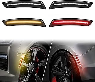 LDETXY LED Side Marker Lights for Chevy Camaro 2016-2022, Smoked Lens Front Rear Bumper Side Marker Lamps Reflectors Compatible with 2016-2022 Chevrolet Camaro Accessories - 4PCS