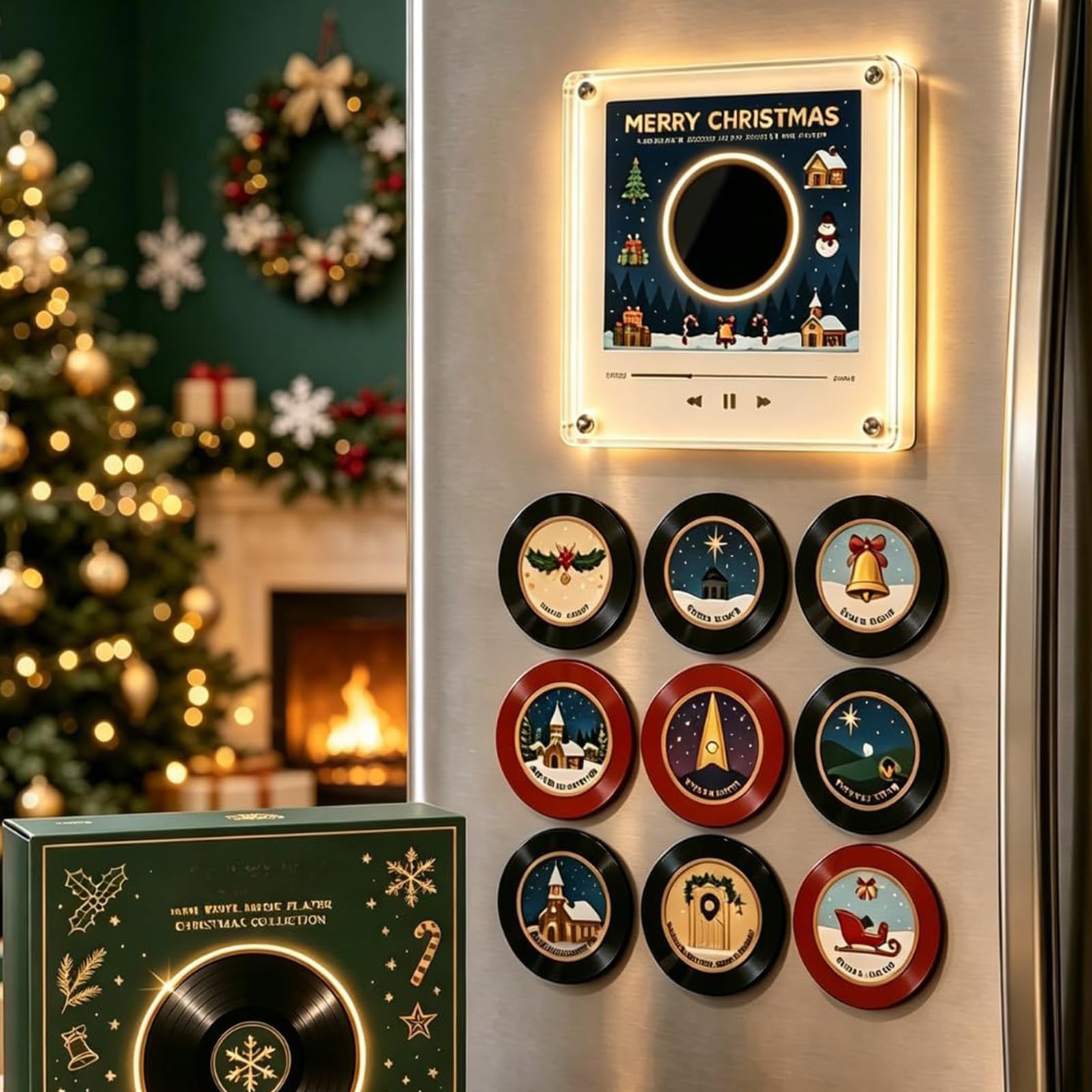 Set di lettori musicali magnetici per frigorifero di Natale (#)