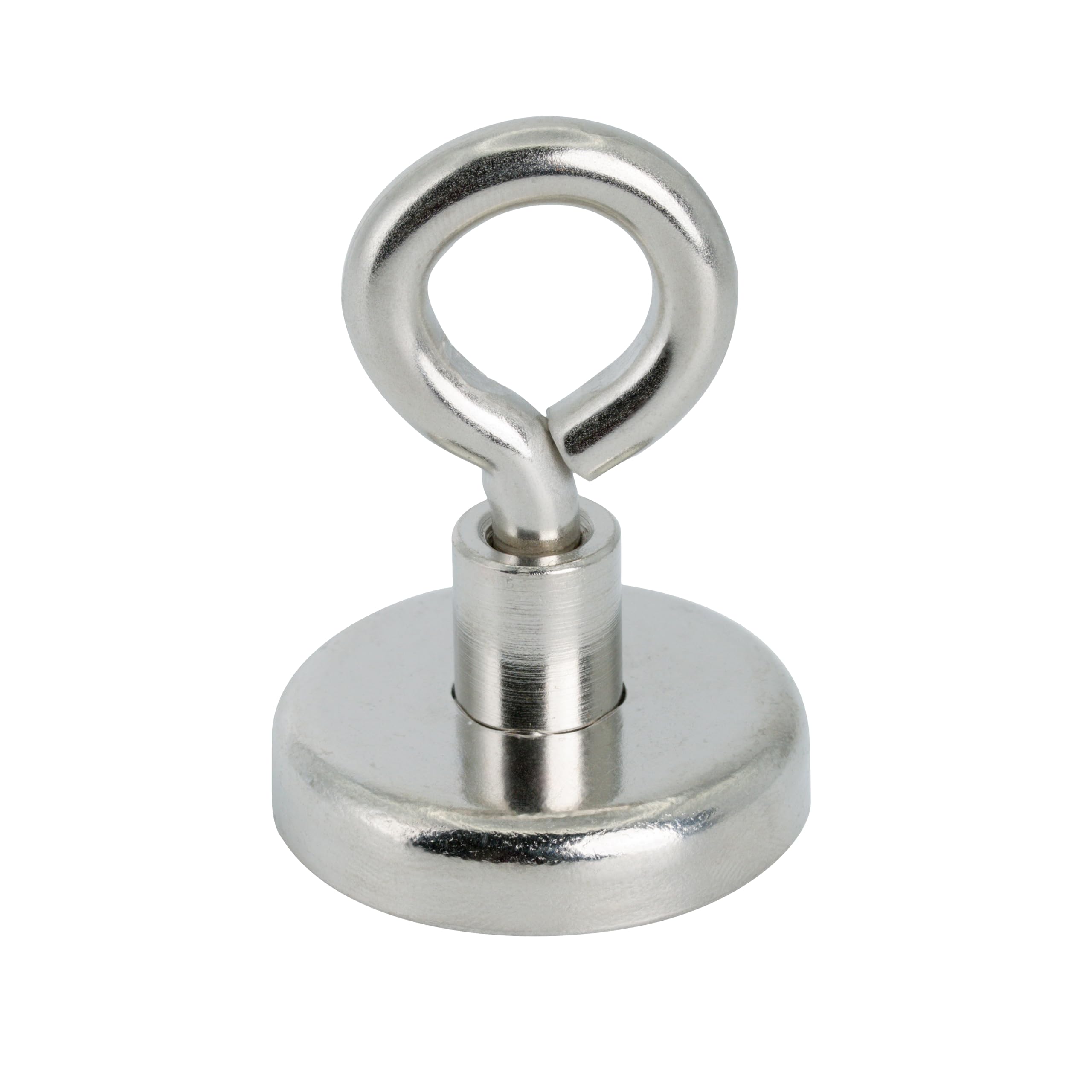 Ferrite Clamping Magnet with M6 Eyebolt for Hanging, Holding or Displaying Items - 32mm Diameter x 45mm High - 5.8kg Pull - North