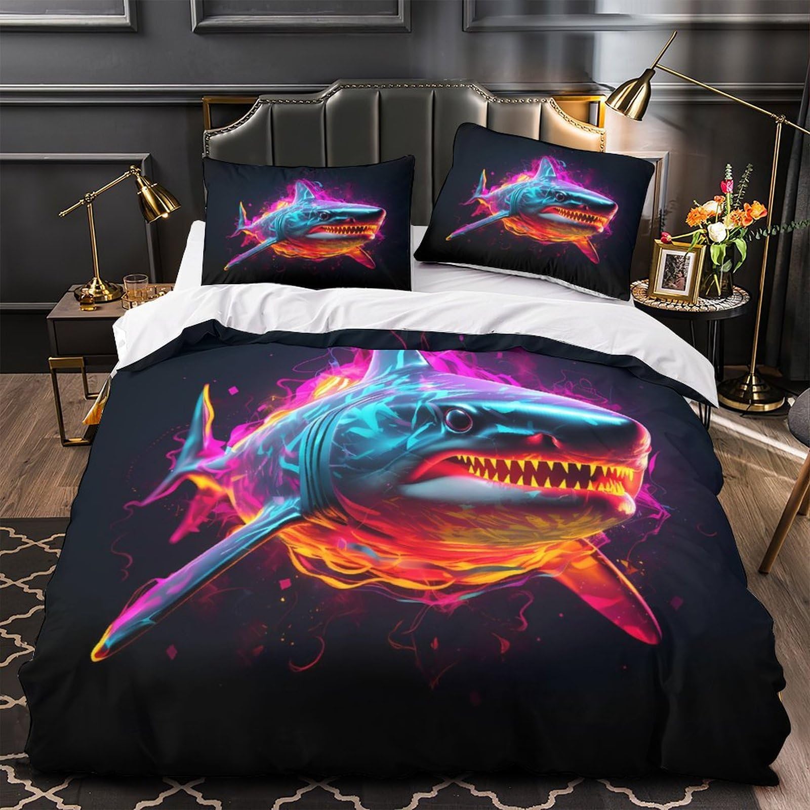Parure de lit néon 3D avec housse de couette 200x200 microfibre
