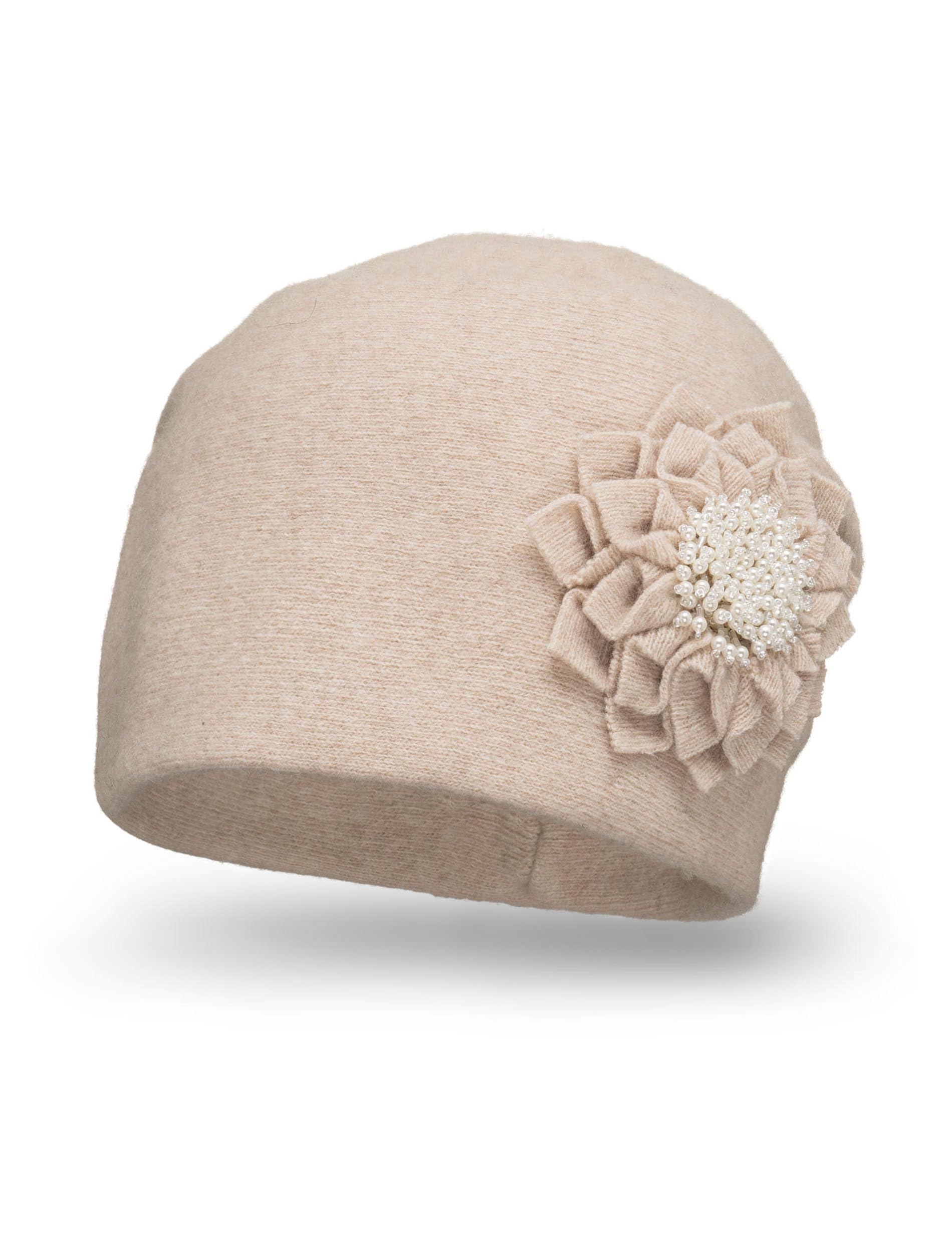 Vivisence Berretto Donna in Lana con Fiore Elegante Pieghe Antistatico 7052