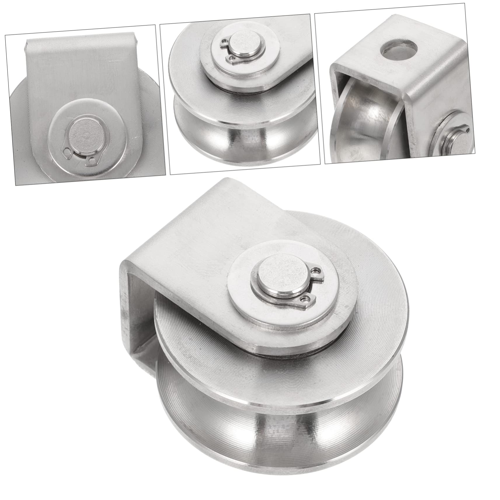 OSALADI Load Bearing Rigging Pulley Single Pulley Block Stainless Steel U-Groove for Lifting Fixing Easy to Use