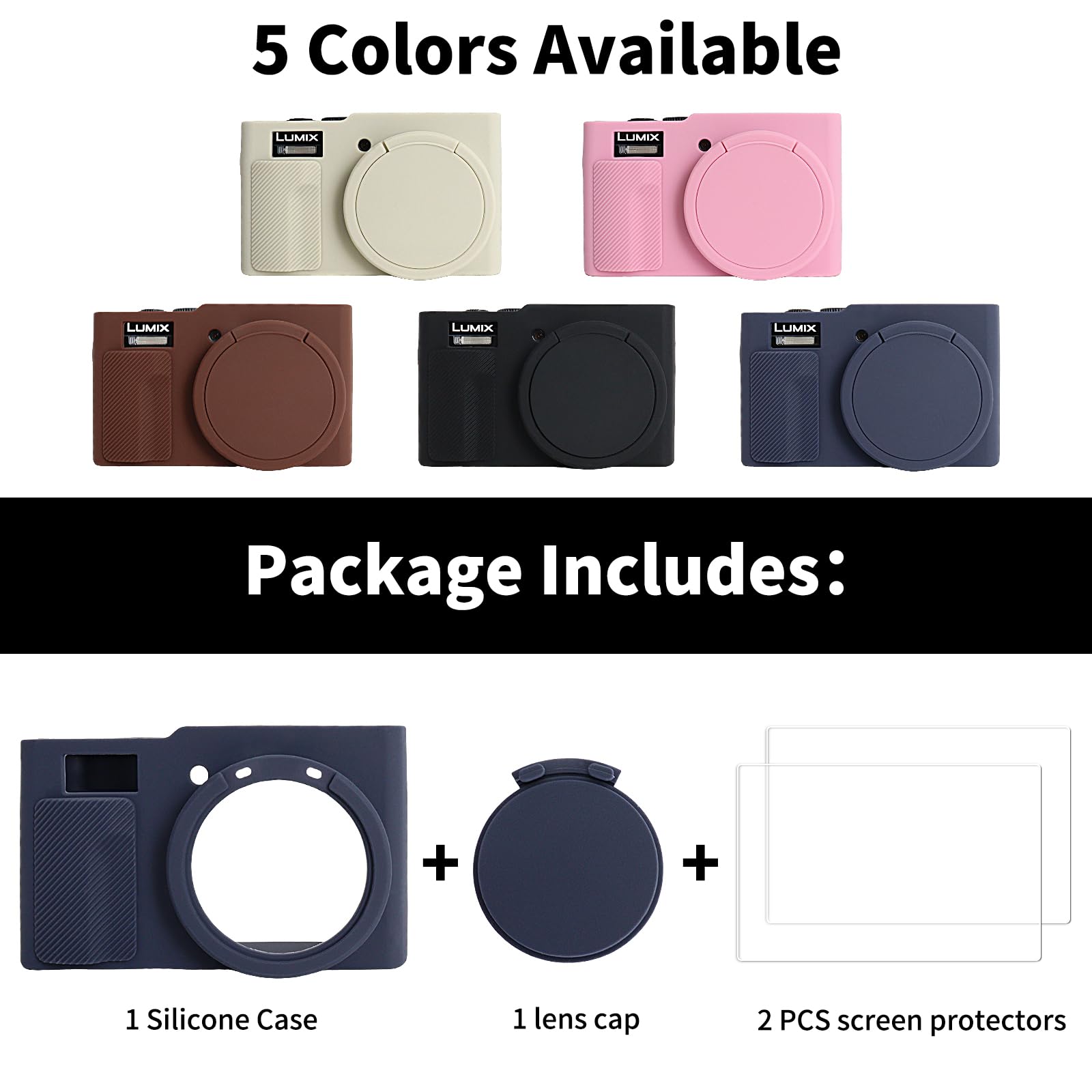 Panasonic Lumix ZS99/TZ99 Coque avec Protection d'écran et Objectif, Bleu Marine